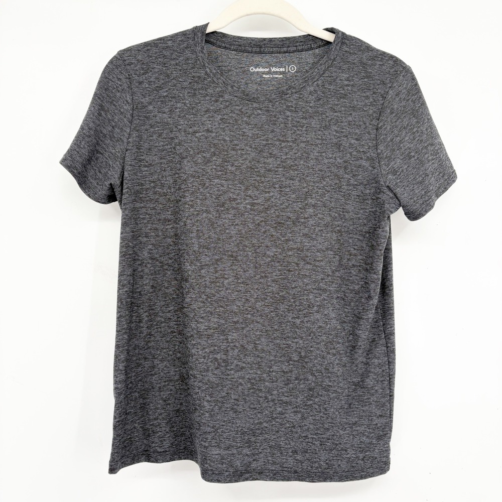 Outdoor Voices Womens Charcoal Heathered Activewear CloudKnit Athletic T-Shirt S
